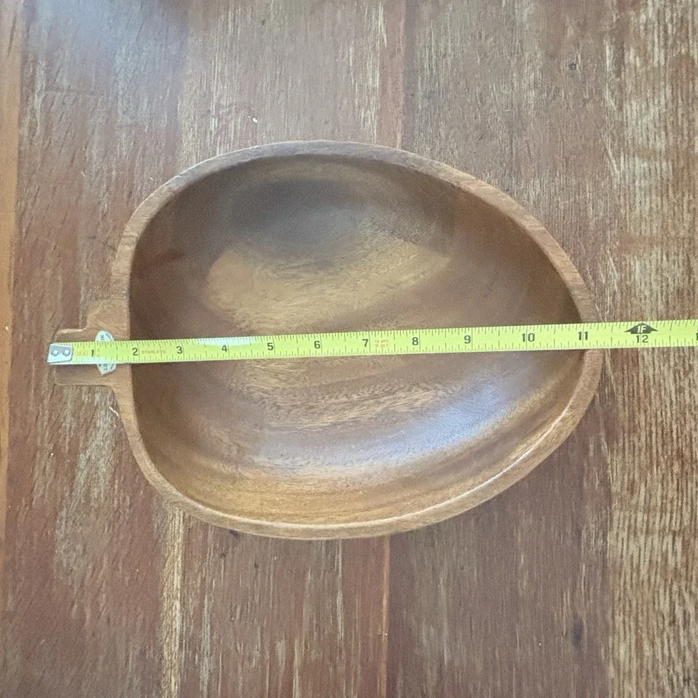 Vintage Hand Carved Nipa Hut Monkey Pod Wood Acorn Shape Bowl Dish Philippines
